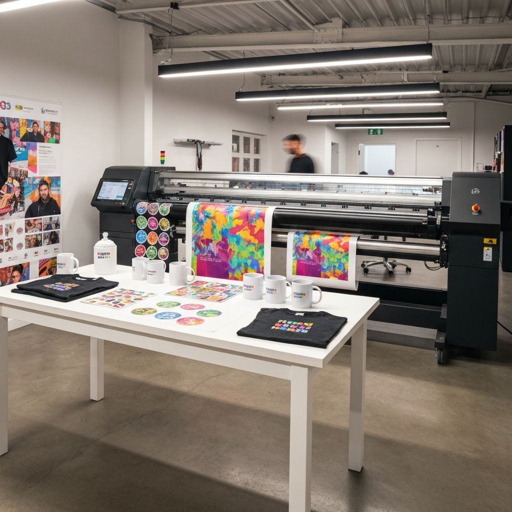 Creavity print shop showcasing custom branded products